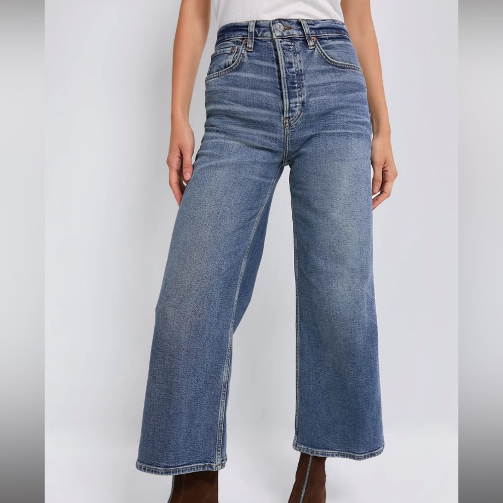 Re/Done cropped wide leg jeans